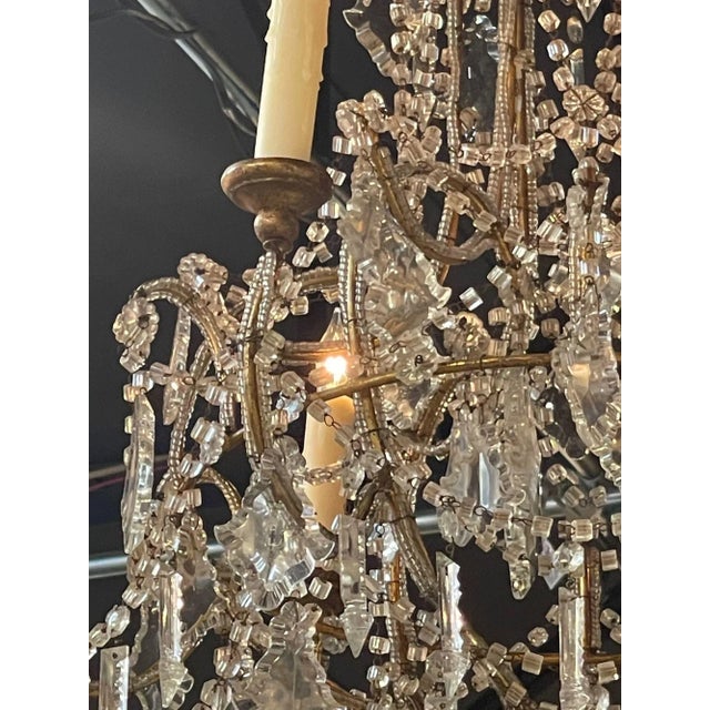 Mid 20th Century Vintage Italian Beaded Crystal Chandelier With 6 Lights For Sale - Image 5 of 9