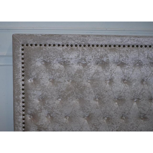 Baby Pink Velvet Double Bed Frame For Sale - Image 17 of 18