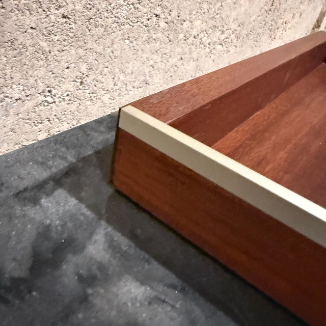 1960s Mid-Century Modern Walnut & Aluminum Letter Tray Desk Accessory Qualiton For Sale - Image 5 of 14