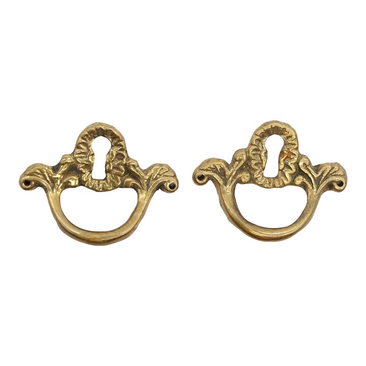 Pair of Vintage Traditional 2 In. Brass Keyhole Drawer Pulls | Chairish