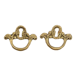 Pair of Vintage Traditional 2 In. Brass Keyhole Drawer Pulls