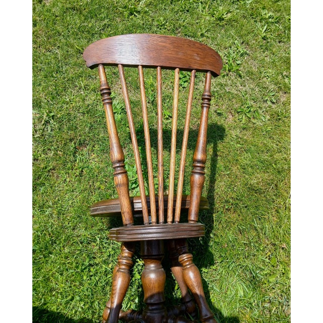 1890s Antique Quarter Sawn Oak High Back Organ Stool With Claw Feet For Sale - Image 17 of 17