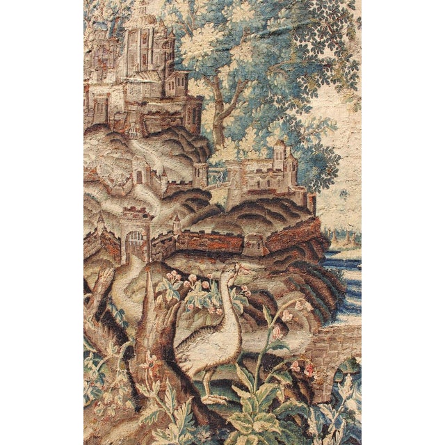 Textile Antique 17th Century Scenic Tapestry Surrounded by Floral Border For Sale - Image 7 of 16