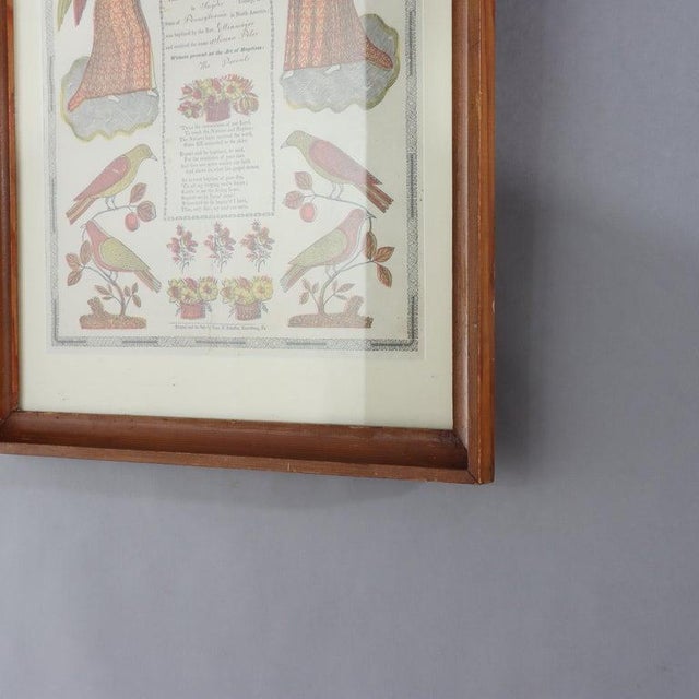 Pa German Fraktur Taufschein Hand Colored Birth/Baptismal Certificate C1859 For Sale - Image 4 of 14