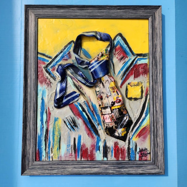 Yellow Early 21st Century "Mr. Right" Original Still Life Mixed-Media Painting by Artista Elisabet For Sale - Image 8 of 8