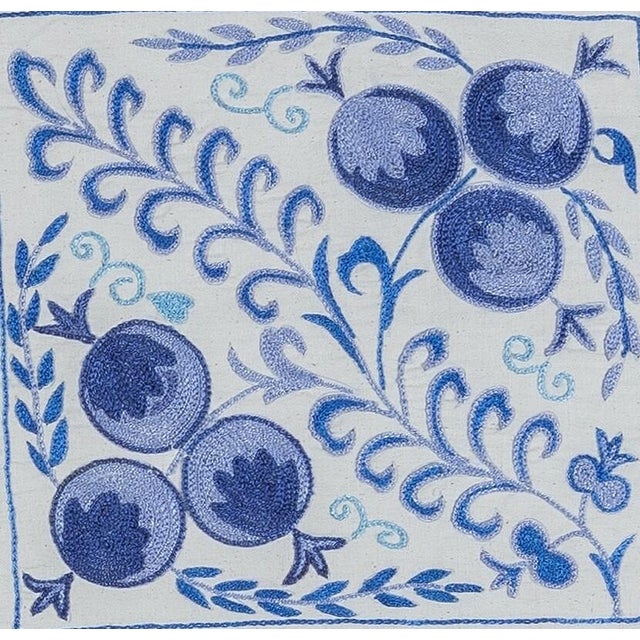 Decorative cushion cover made of hand embroidery silk on linen background, flowers and vine motifs, linen backing with...