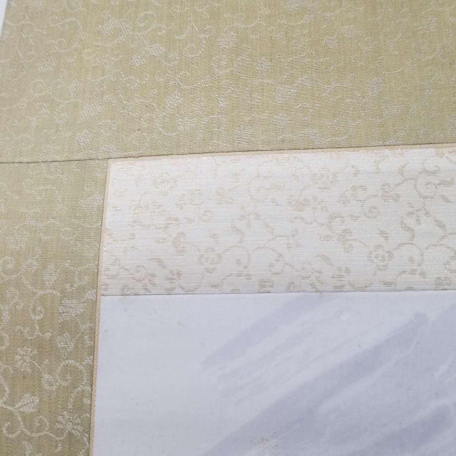 Vintage Japanese Hanging Scroll Ink Landscape With Mountains, Sea, and Sailing Boats For Sale - Image 13 of 13