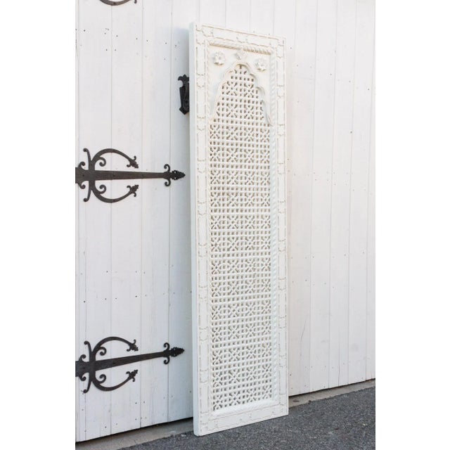 Aged White Carved Arched Door For Sale - Image 4 of 8