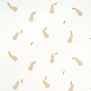 Schumacher X Caroline Z Hurley Pears Hand Block Print Fabric In Buff And Sage On White