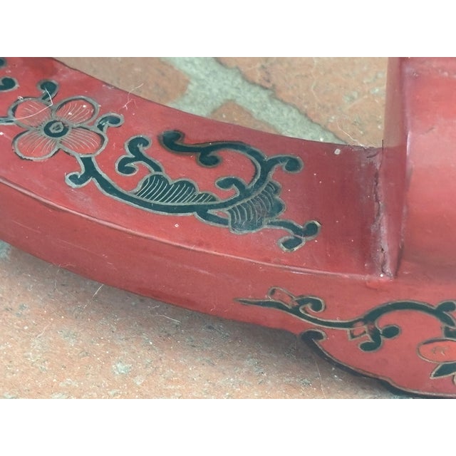 Mid 20th Century Red Painted Wood Garden Stool For Sale - Image 13 of 18