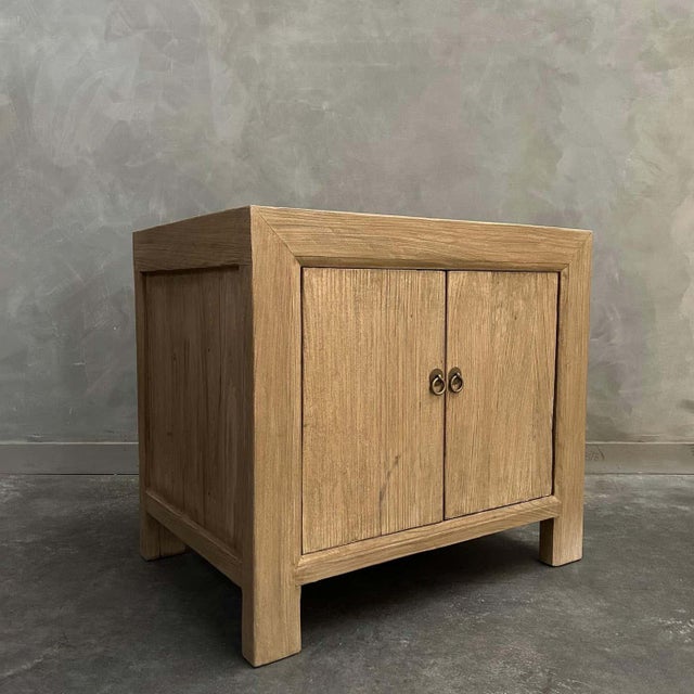 Custom Elm Wood 2 Door Night Stand or Side Table For Sale In Los Angeles - Image 6 of 10