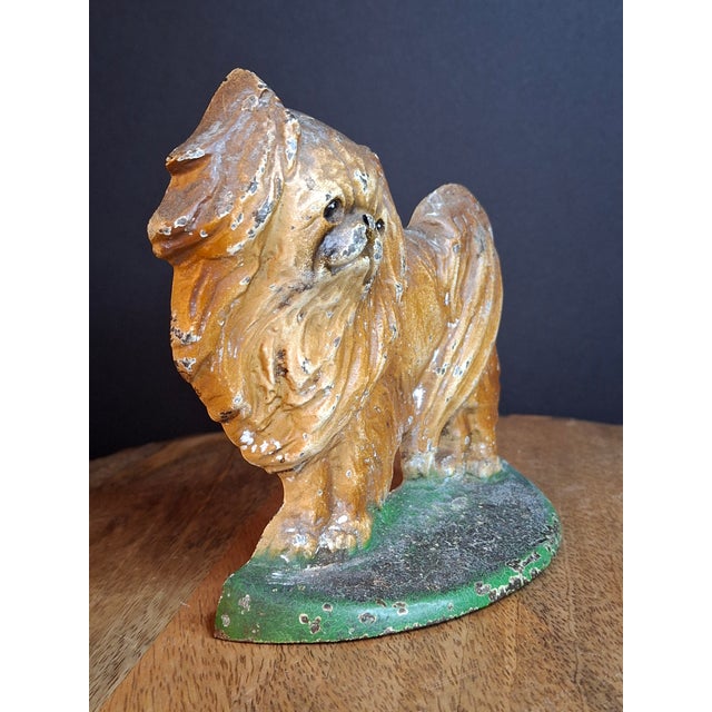 1920s Antique Hubley #353 Cast Iron Pekingese Dog Paperweight Figurine / Single Bookend (C. 1920s) For Sale - Image 5 of 17