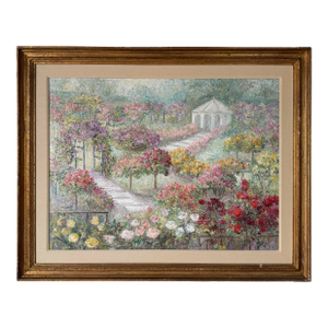 1970’s Vintage Impressionist Abstract Garden Landscape Oil on Canvas Painting by J. Shayne