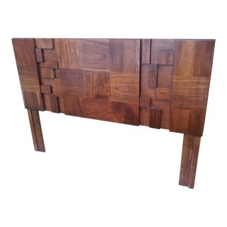 1970s Lane Brutalist Paul Evans Walnut Queen Headboard For Sale
