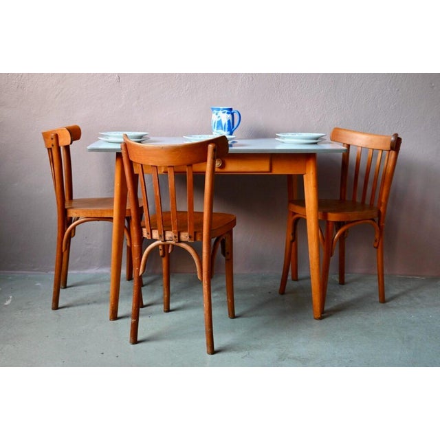 Vintage Formica Table with Compass Legs, 1960s For Sale - Image 16 of 18