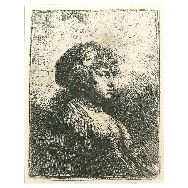 Charles Amand Durand after Rembrandt, Saskia with the Pearl, Engraving, Late 19th Century For Sale