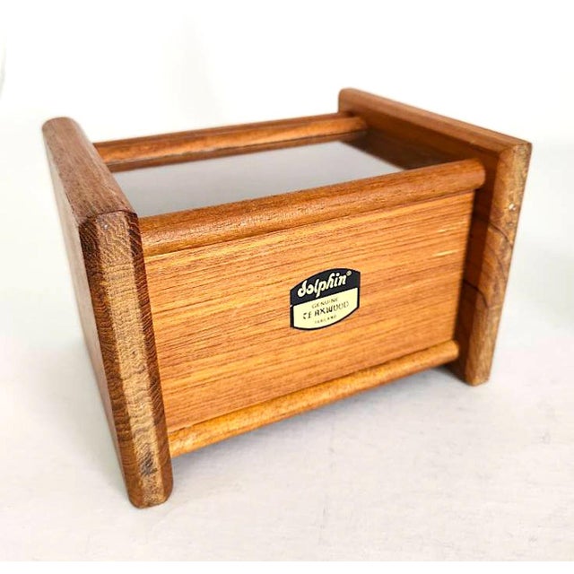 1970s Teak Wood and Glass Recipe/Desk Organizer Box For Sale - Image 9 of 10