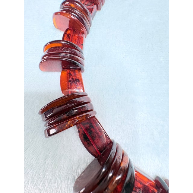 Metal Vintage Baltic Amber Slab Necklace | 53.3g Hand‑Cut Cognac Amber | Sterling Clasp For Sale - Image 7 of 18