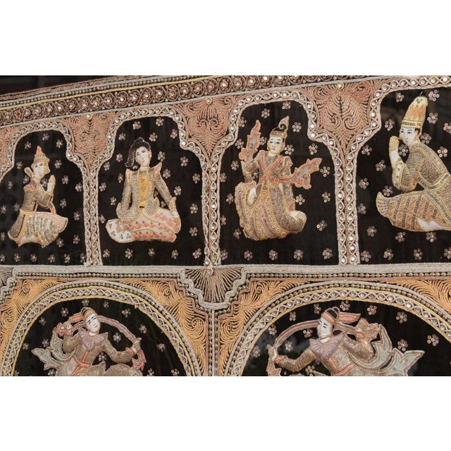 Large Framed Burmese Kalaga Elephants Tapestry For Sale In Los Angeles - Image 6 of 8