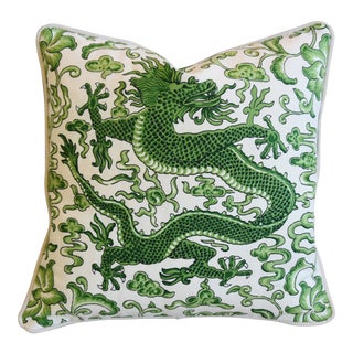 Italian Chinoiserie Scalamandre Dragon Feather/Down Pillow 19" Square For Sale