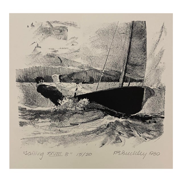 1980 Harry Buckley Sailing Lithograph For Sale