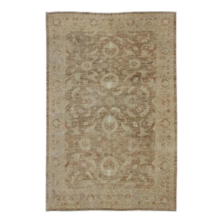 Large Afghan Floral Pattern in Earth Tones With Browns and Cream For Sale
