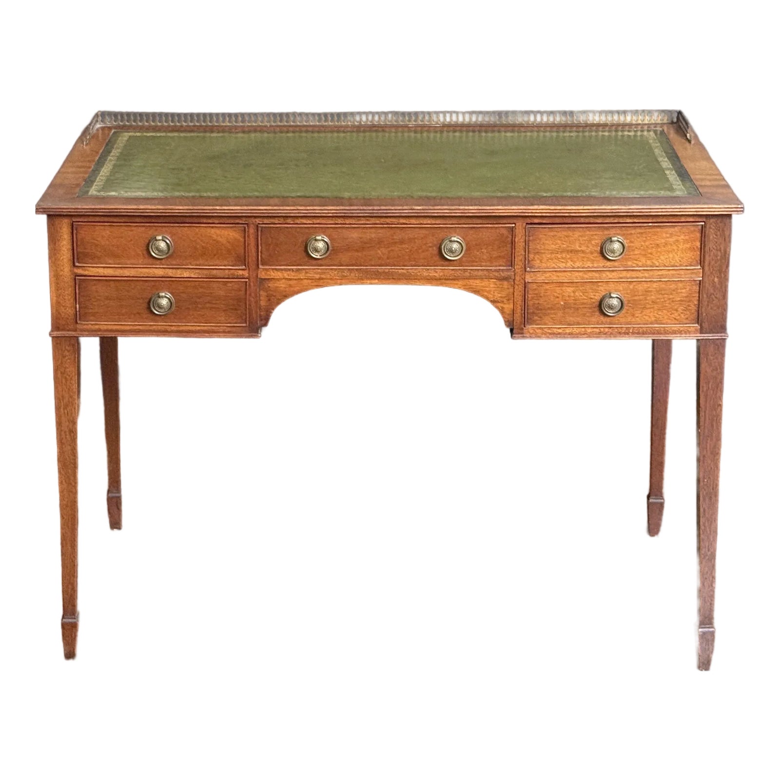 English Writing Table or Desk With Embossed Leather Top by Redman and ...