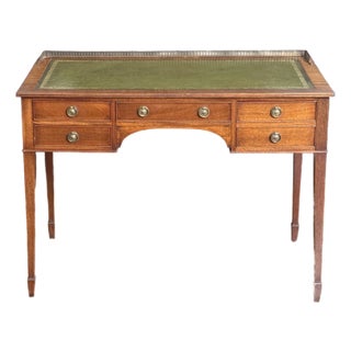 English Writing Table or Desk With Embossed Leather Top by Redman and Hales Ltd. For Sale