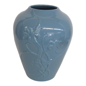 Jaru of California 1980 Blue Ceramic Floral Tabletop Vase Model 476 Large 5149b