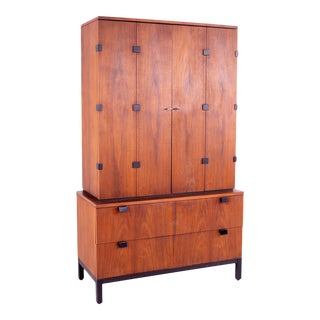 Milo Baughman for Directional Mid-Century Walnut Armoire Gentlemans Chest For Sale