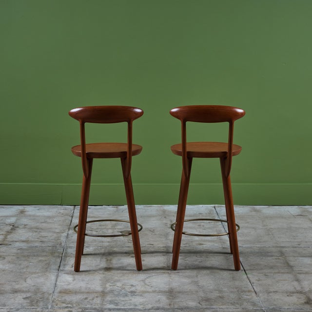 Brown Pair of Kurt Østervig Bar Stools for Brande Møbelindustri For Sale - Image 8 of 12