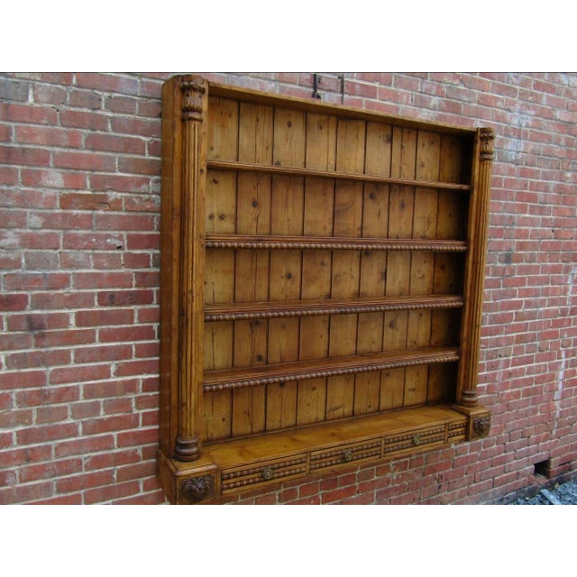 English Country House Georgian Unique Antique Yellow Pine Dresser Back 1760s Very unusual English 18th century carved pine...