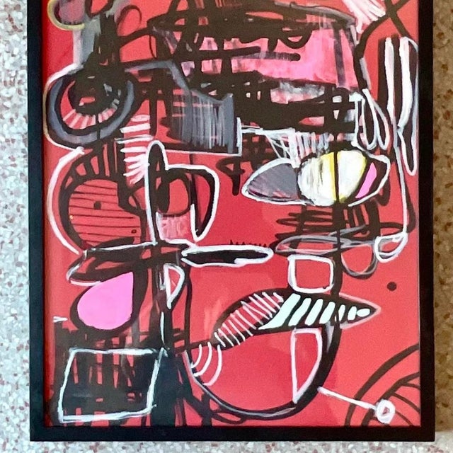 Paper Vintage Abstract Signed Original Oil on Paper For Sale - Image 7 of 13