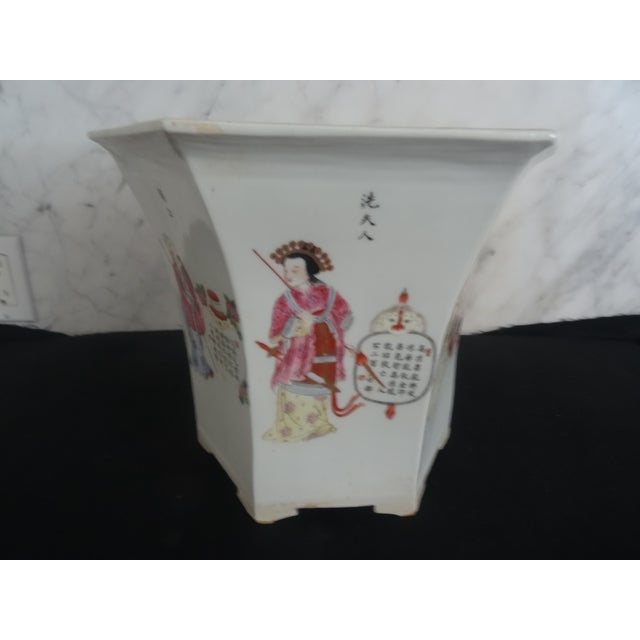 White Antique Chinese Jardiniere in a Hexagon Shape For Sale - Image 8 of 8