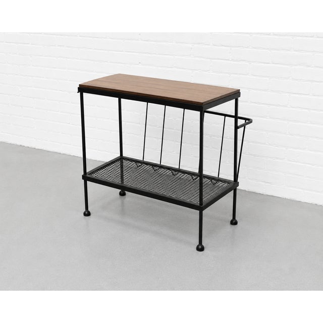 Mid Century Modern Industrial Black Metal Magazine Stand / Side Table, C. 1960's For Sale In New York - Image 6 of 11