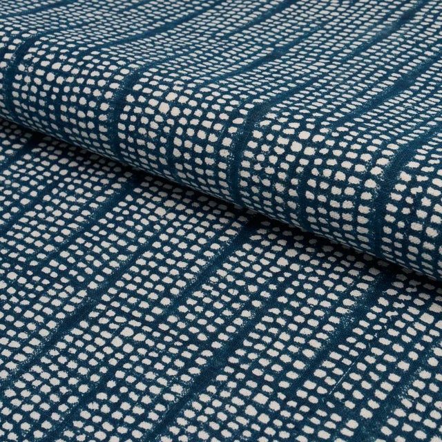 Schumacher Schumacher Noland Block Print Fabric In Indigo For Sale - Image 4 of 4
