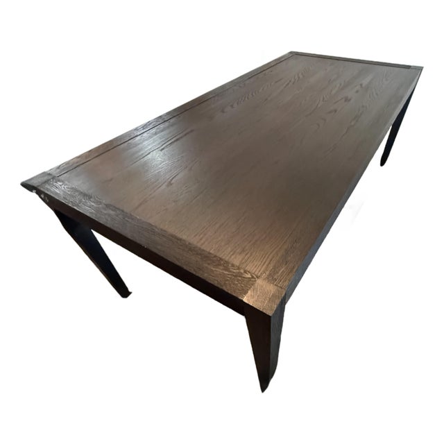 Restoration Hardware French Contemporary Black Oak Extension Dining Table - 84"-132" For Sale
