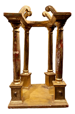 Antique Italian Architectural Element Hand-Carved and Gilded Wooden Tabernacle