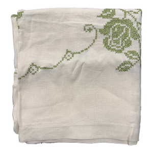 French Linen Hand Embroidered Table Cloth
