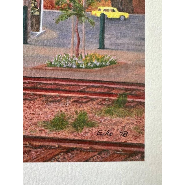 1990s 1998 Santa Rosa Train Station Watercolor on Board Paper Painting Signed Cityscape For Sale - Image 5 of 11