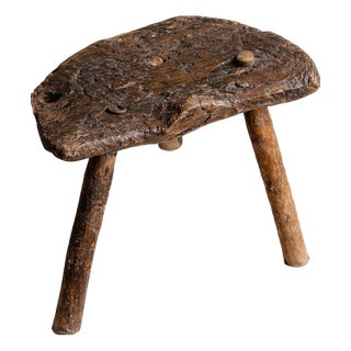 Wabi-Sabi Primitive Sculptural Hand-Carved Wooden Stools, 20th Century, Set of 2 For Sale