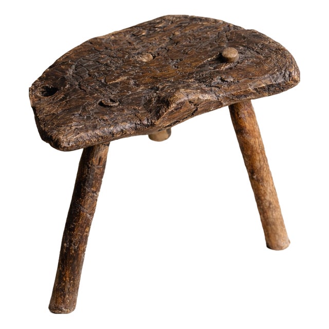 Wabi-Sabi Primitive Sculptural Hand-Carved Wooden Stools, 20th Century, Set of 2 For Sale