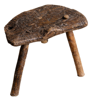 Wabi-Sabi Primitive Sculptural Hand-Carved Wooden Stools, 20th Century, Set of 2