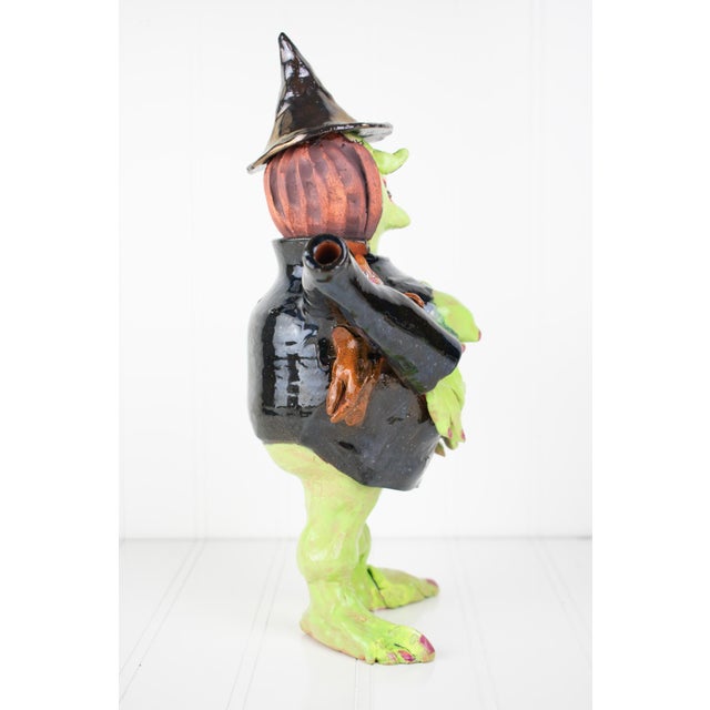 Avocado Signed Postmodern Feminist Sculptural Pottery - Witch Teapot For Sale - Image 8 of 17