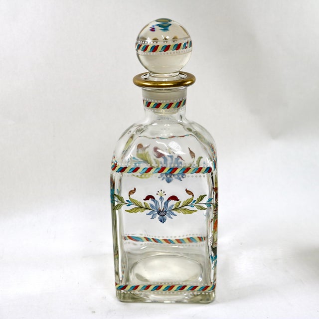 Mid 20th Century Mid-Century Modern Hand Painted Glass Decanter From Portugal For Sale - Image 4 of 10