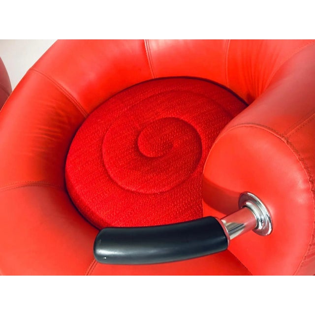 Red Leather Post Modern Lounge Chair, Italy 1990 For Sale - Image 4 of 4