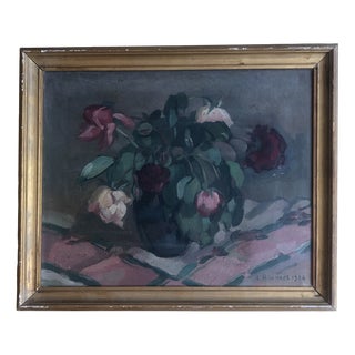 Charles Emile Brunner, Bouquet de roses fanées, 1932, Oil on Canvas, Framed For Sale