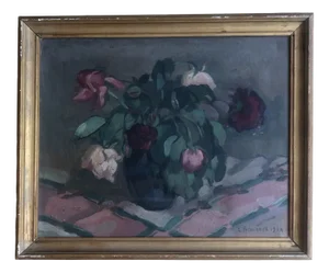 Charles Emile Brunner, Bouquet de roses fanées, 1932, Oil on Canvas, Framed