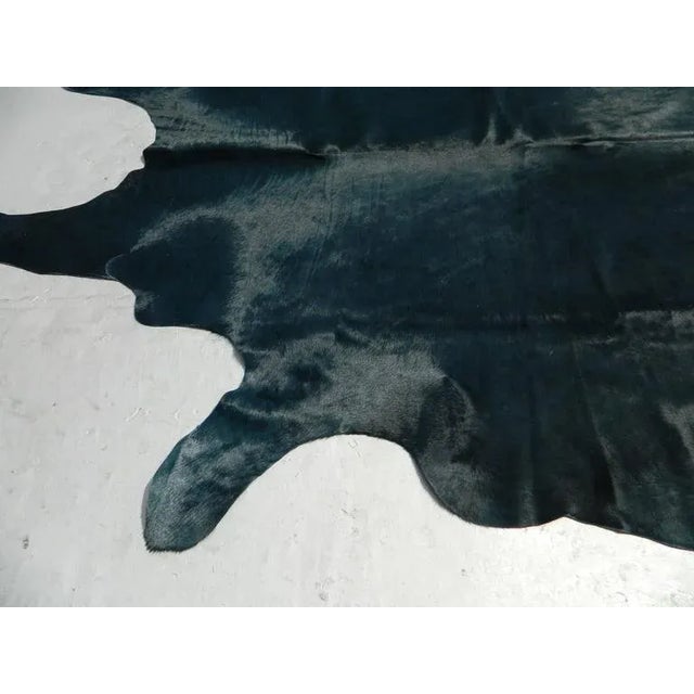 Black Cowhide Rug-5'x6'6' For Sale - Image 4 of 5