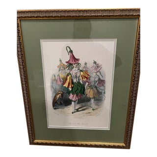 Grandville Belle-De-Nuit Hand-Colored Engraving Les Fleurs Animees For Sale